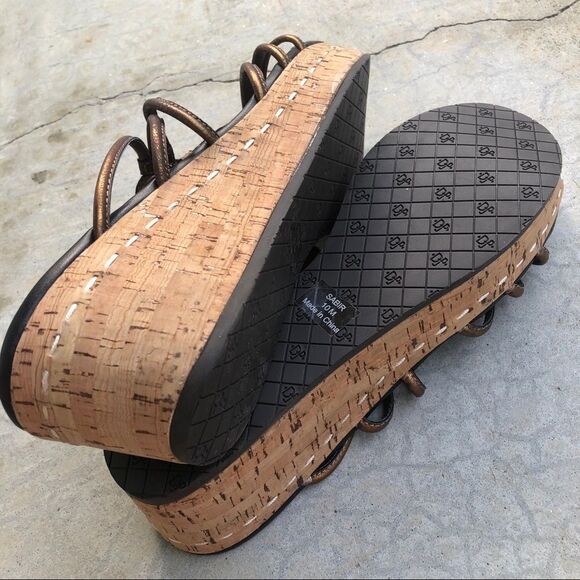 Donald Pliner Sabir Cork Wedges Sandals shoes metallic 10 - Picture 6 of 6